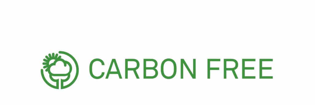 A Pousada dos Sonhos recebeu o selo Carbon Free em 2013. Imagem com o logo da iniciativa Carbon Free.