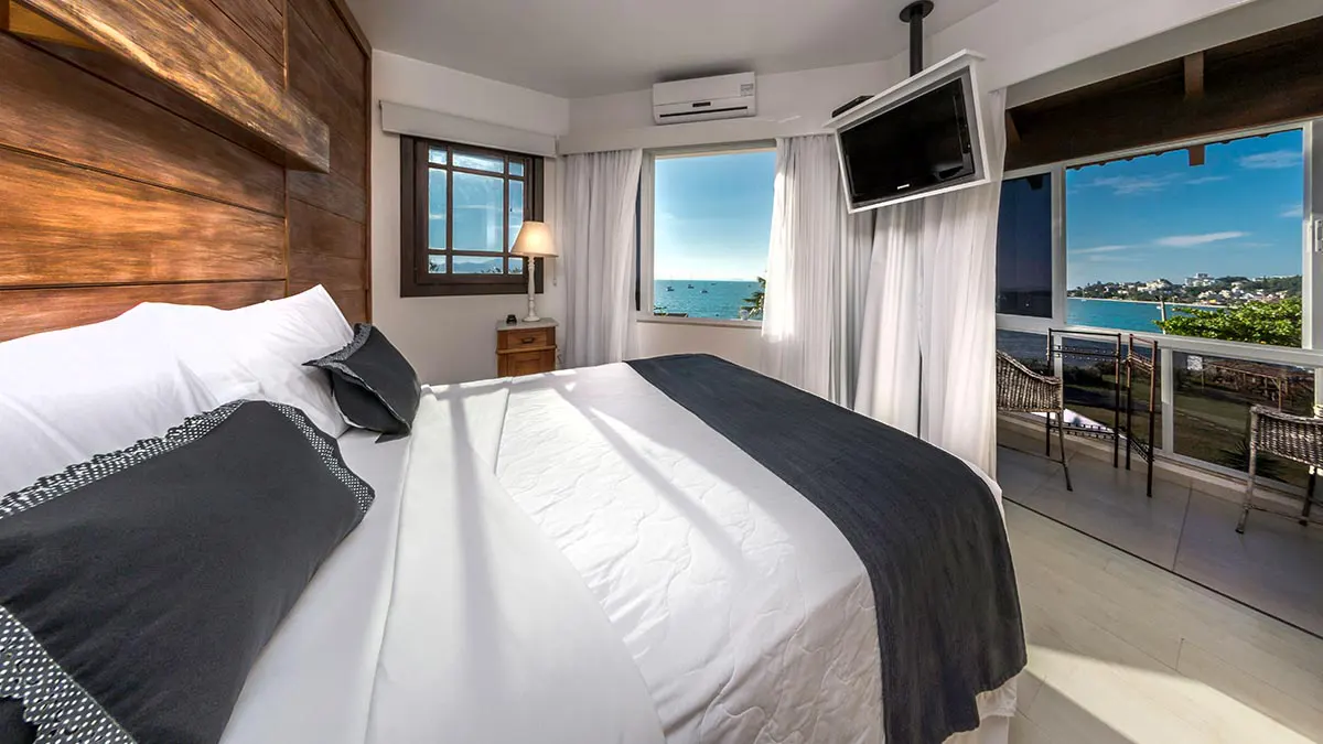 Cabana Super Luxo com vista para o mar na Pousada dos Sonhos em Jurerê, Florianópolis